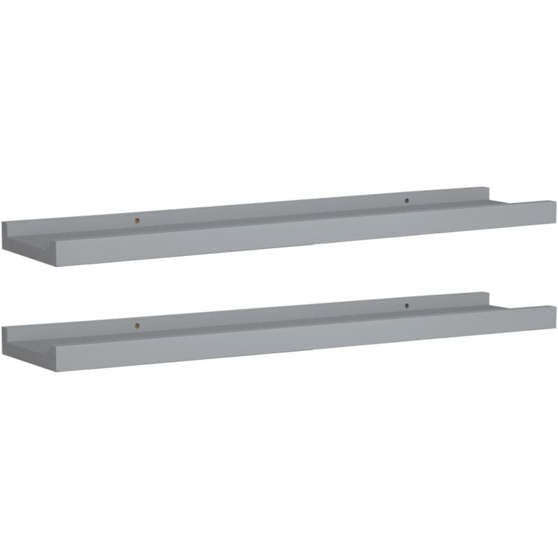 Tagères à rebord pour cadre photo 2 pcs Gris 60x9x3 cm mdf Vidaxl