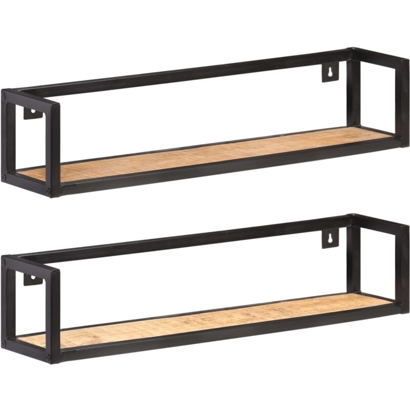 Tagères murales 2 pcs 80 cm Bois de manguier brut