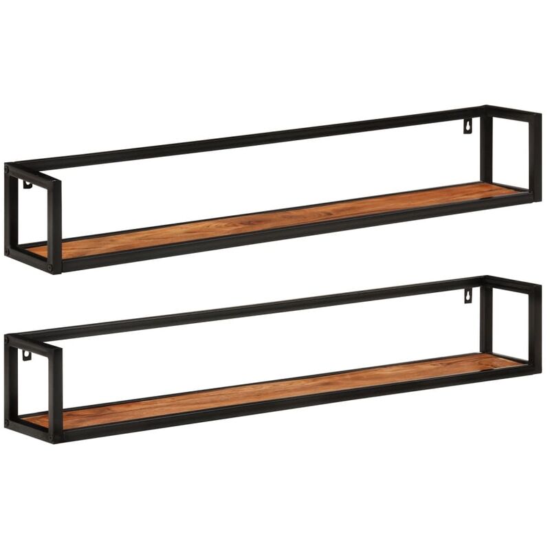 Vidaxl - tagères murales 2 pcs 110x17x17 cm bois massif d'acacia et fer