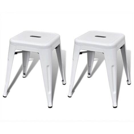 vidaXL 2x Tabourets Empilables Acier Sièges de Patio Tabourets de Cafétéria Sièges de Cafétéria Tabourets de Jardin Maison Extérieur Multicolore