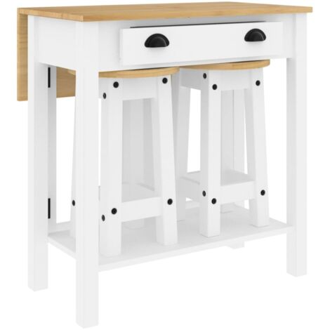 vidaXL 3 Piece Bar Set White Solid Wood Pine