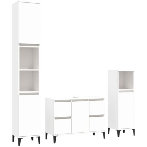 vidaXL 3 Piece Bathroom Furniture Set White Engineered Wood