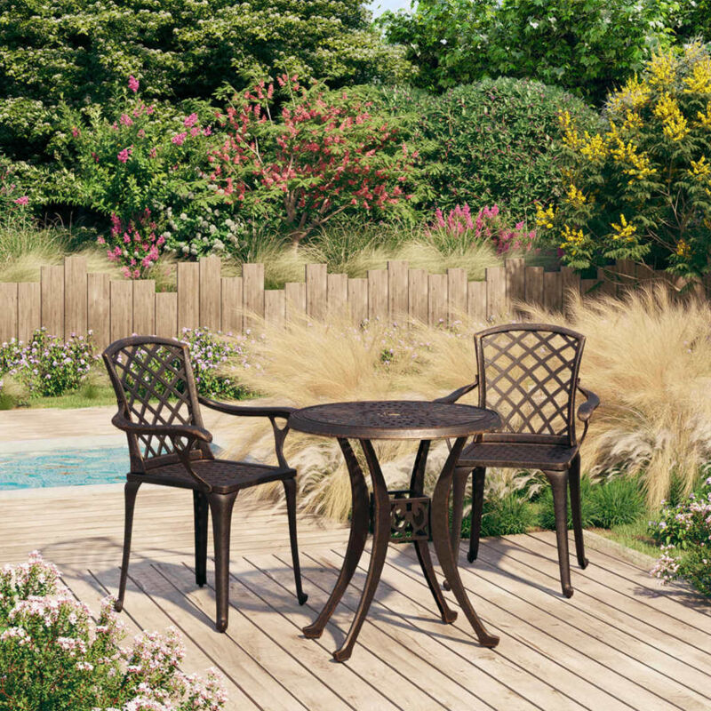 3 Piece Bistro Set Cast Aluminium Bronze Vidaxl