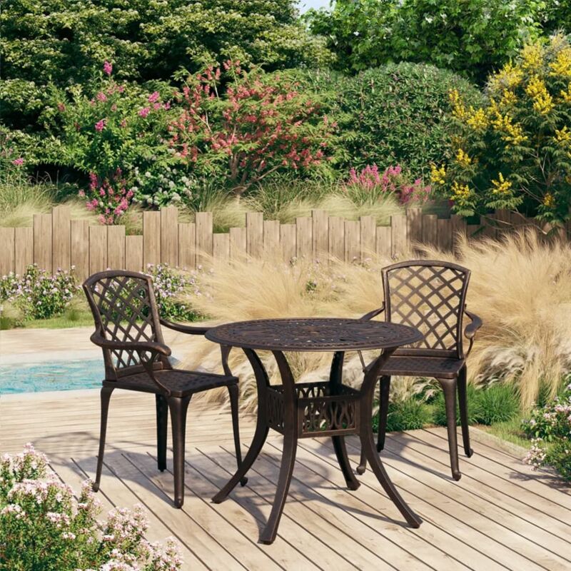 3 Piece Bistro Set Cast Aluminium Bronze Vidaxl