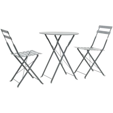 vidaXL 3 Piece Bistro Set Steel Grey