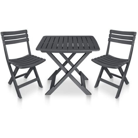 vidaXL 3 Piece Folding Bistro Set Plastic Anthracite
