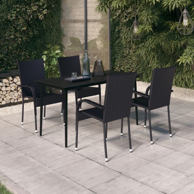 5 Piece Garden Dining Set Black Vidaxl