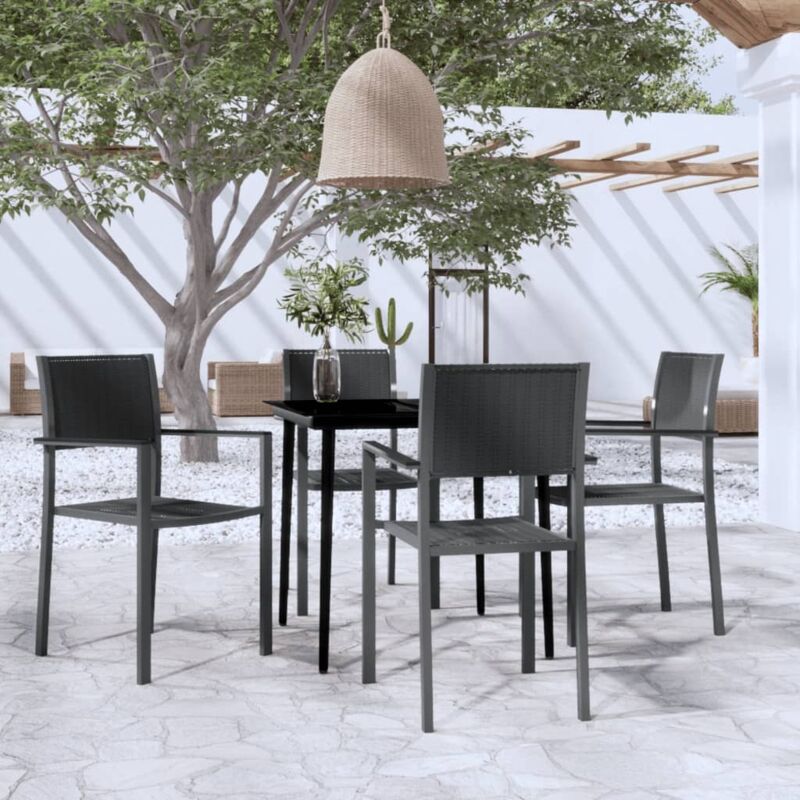 5 Piece Garden Dining Set Black Vidaxl