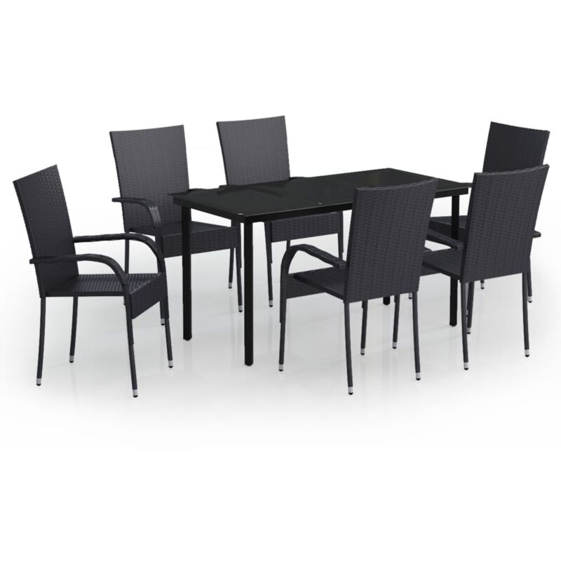 7 Piece Outdoor Dining Set Black Vidaxl