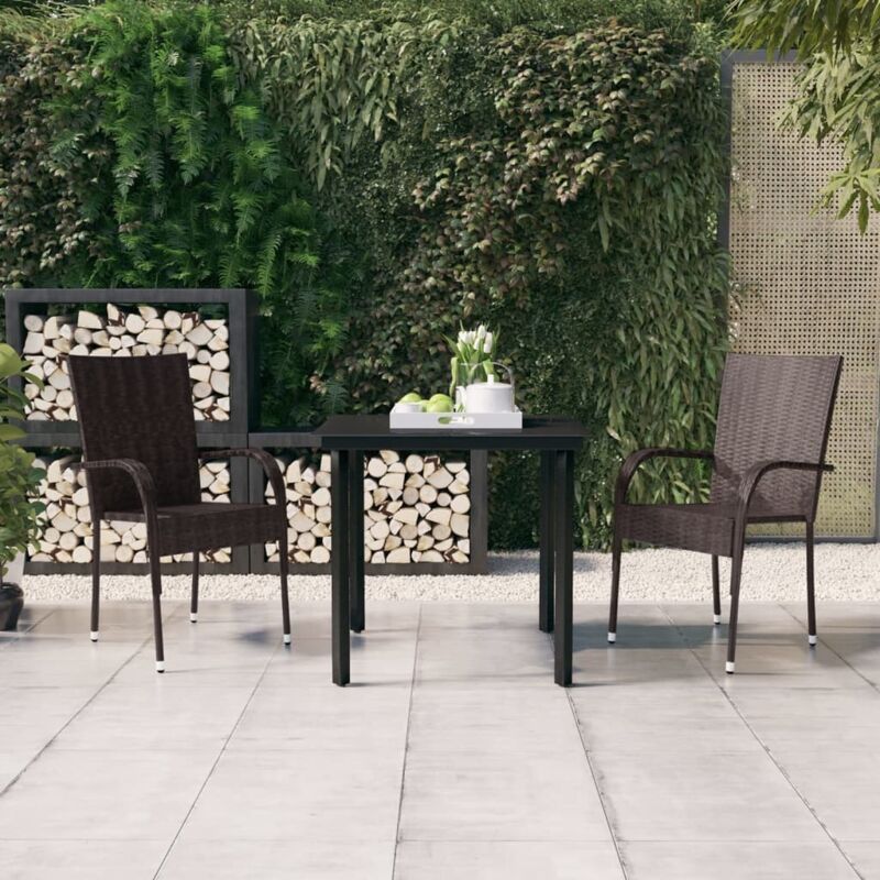 3 Piece Outdoor Dining Set Brown And Black Vidaxl