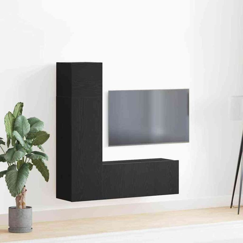 Vidaxl - 3 Piece Tv Cabinet Set Black Oak Engineered Wood