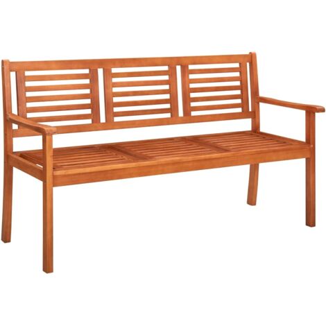 vidaXL 3-Seater Garden Bench 150 cm Solid Eucalyptus Wood
