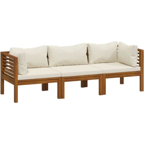 3-Sitzer-Gartensofa mit Auflagen Poly Rattan Beige W2Y2 