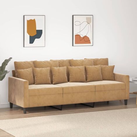 vidaXL 3-Sitzer Sofa Braun 180 cm Samt
