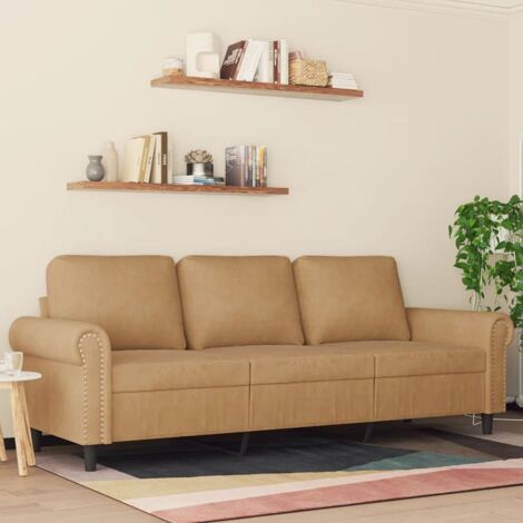 vidaXL 3-Sitzer Sofa Braun 180 cm Velours