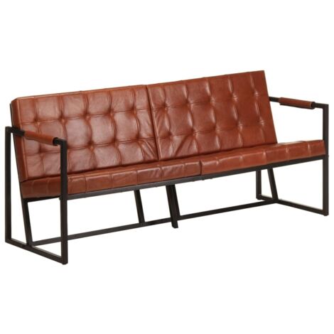 vidaXL 3-Sitzer Sofa Braun Echtes Ziegenleder