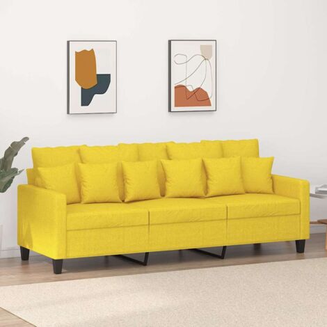 vidaXL 3-Sitzer Sofa Hellgelb 180 cm Stoff