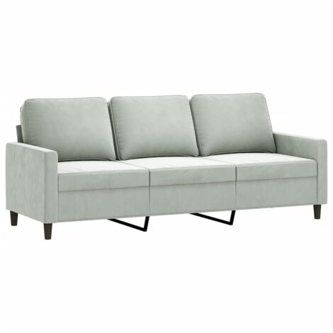 vidaXL 3-Sitzer Sofa Hellgrau 180 cm Samt