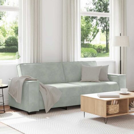 vidaXL 3-Sitzer-Sofa Hellgrau 180 cm Samt