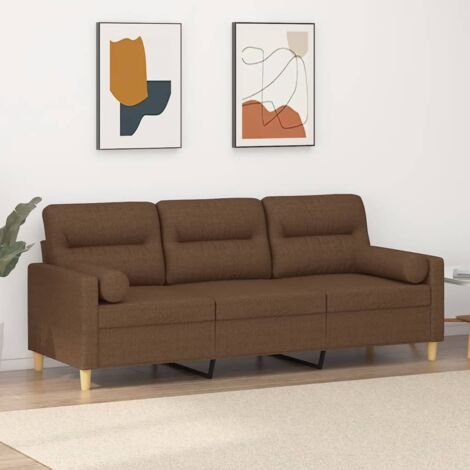 vidaXL 3-Sitzer Sofa mit dekorativen Kissen braun 180 cm Stoff
