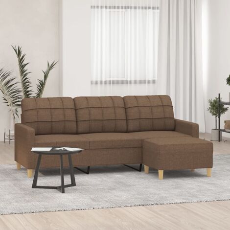 vidaXL 3-Sitzer-Sofa mit Hocker Braun 180 cm Stoff
