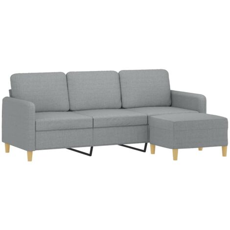vidaXL 3-Sitzer-Sofa mit Hocker Hellgrau 180 cm Stoff