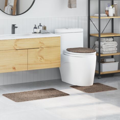 vidaXL 3-teiliges Badteppich-Set Braun Polypropylen Rutschfest