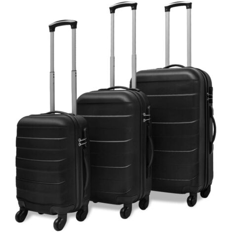 vidaXL 3-teiliges Hartschalenkoffer-Set Schwarz 45,5/55/66 cm