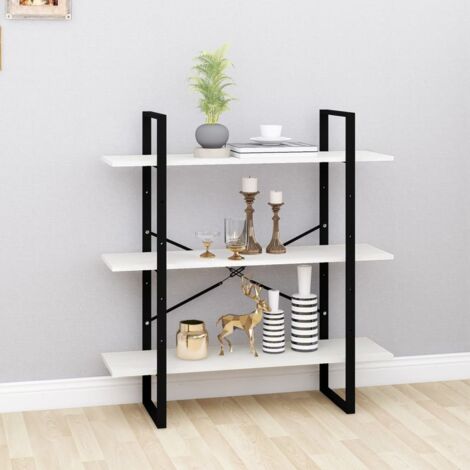 vidaXL 3-Tier Book Cabinet White 100x30x105 cm Solid Wood Pine