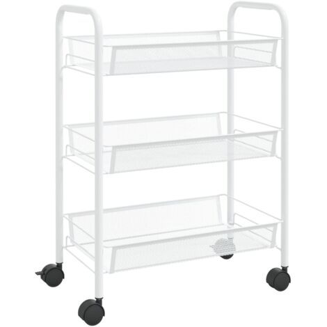 vidaXL 3-Tier Kitchen Trolley White 46x26x64 cm Iron