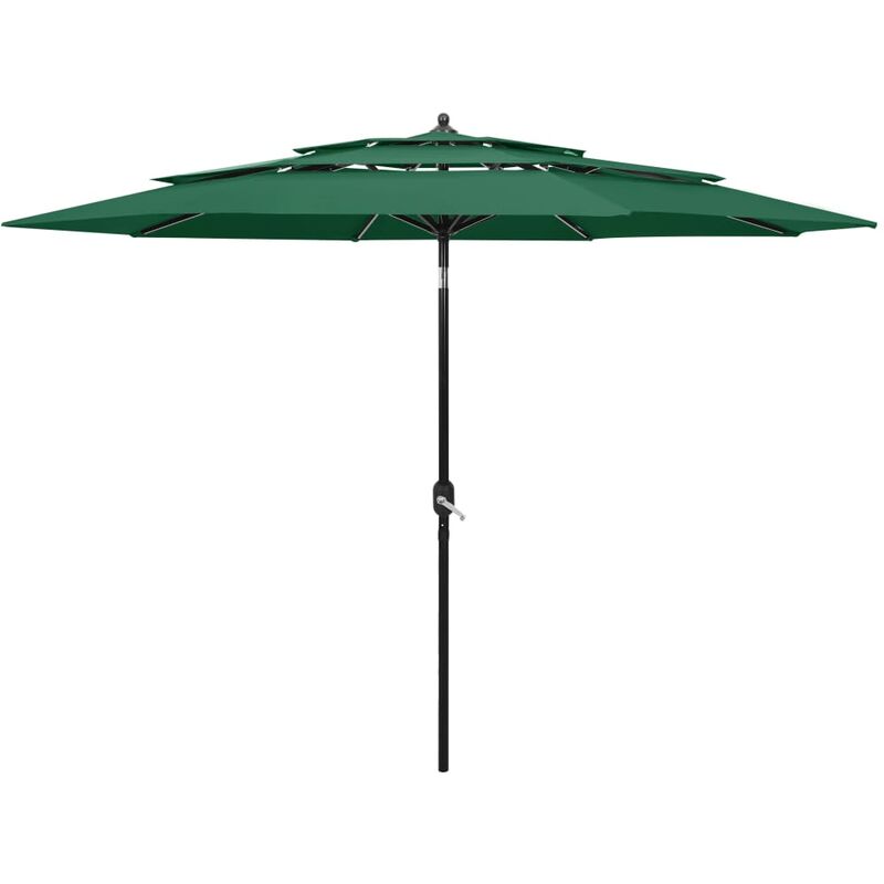 3-tier Garden Parasol With Aluminium Pole Green 3 M Vidaxl