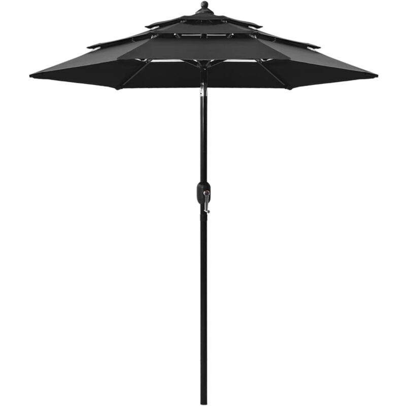 3-tier Garden Parasol With Aluminium Pole Black 2 M Vidaxl