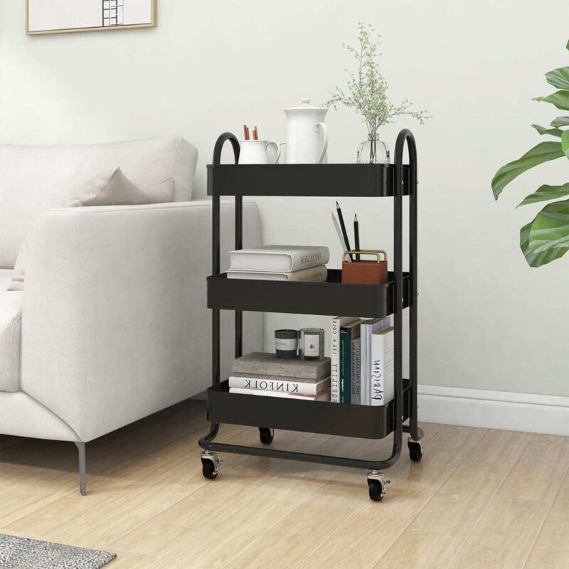3-tier Trolley Black 43x34x79 Cm Steel Vidaxl