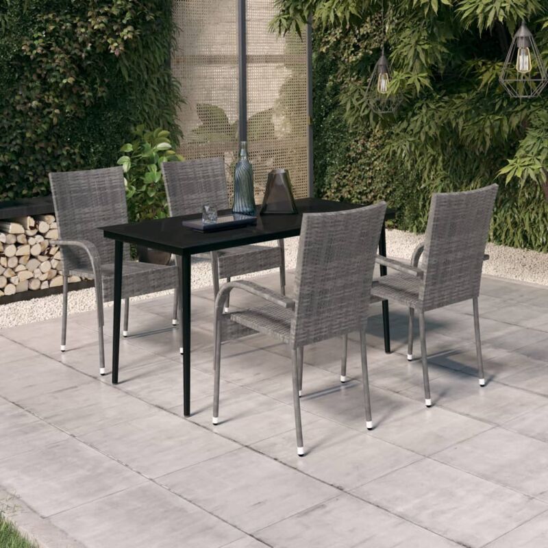 5-tlg. Garten-essgruppe Grau Und Schwarz - Vidaxl