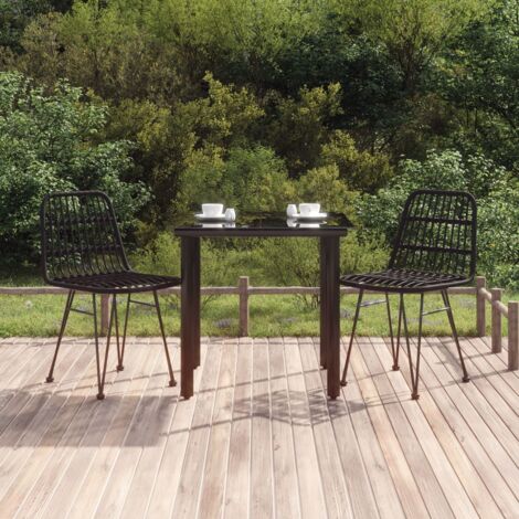 vidaXL 3-tlg. Garten-Essgruppe Schwarz Poly Rattan
