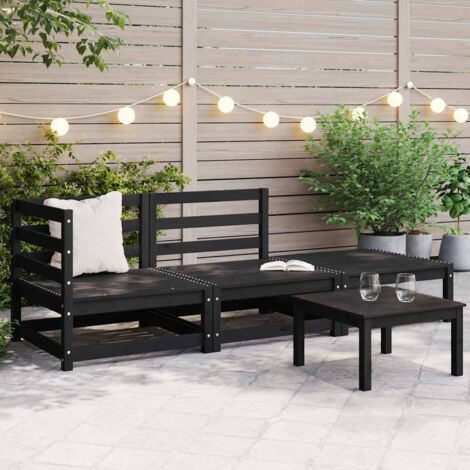 vidaXL 3-tlg. Garten-Lounge-Set Schwarz Massivholz Kiefer