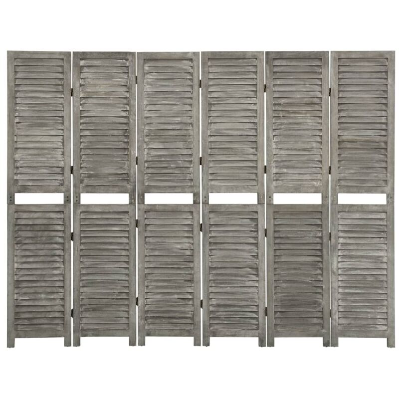 6-tlg. Raumteiler Grau 214x166 Cm Massivholz - Vidaxl