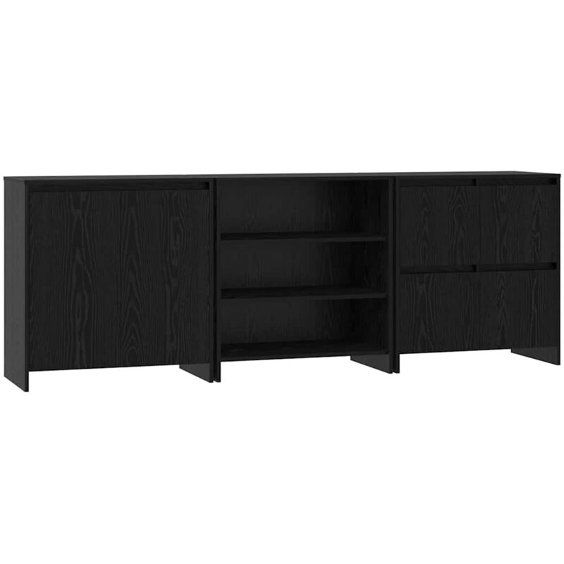 Sideboard 3 Pcs Schwarze Eiche 70 X 41 X 75 Cm Holzwerkstoff Vidaxl