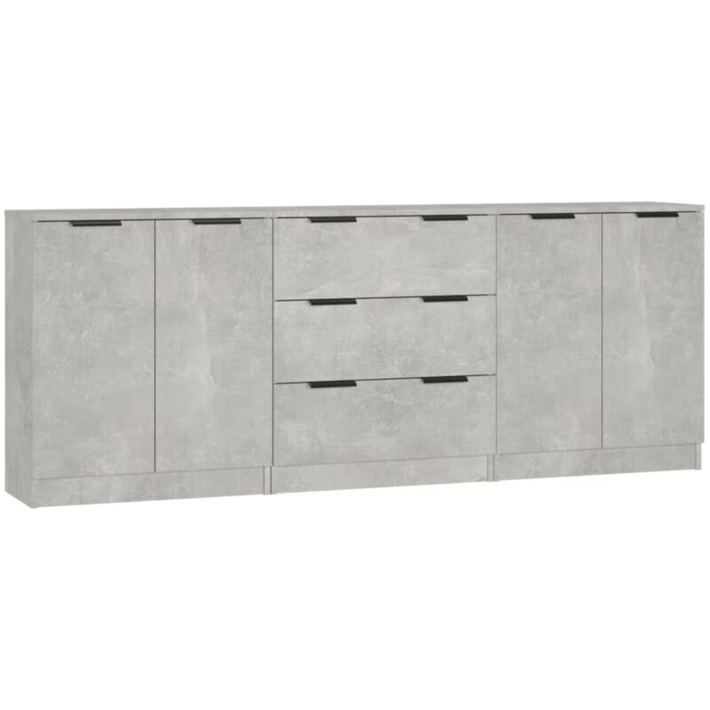 3-tlg. Sideboard-set Betongrau Holzwerkstoff Vidaxl