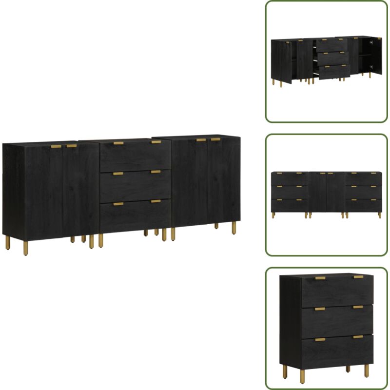 Vidaxl 3-tlg. Sideboards Schwarz Holzwerkstoff