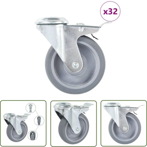 vidaXL 32 pcs Roulettes pivotantes à trou de boulon 100 mm