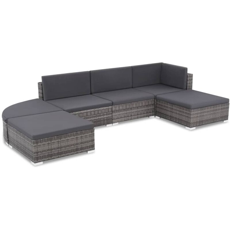 Vidaxl - Set Divani da Giardino 6 pz con Cuscini in Polyrattan Grigio