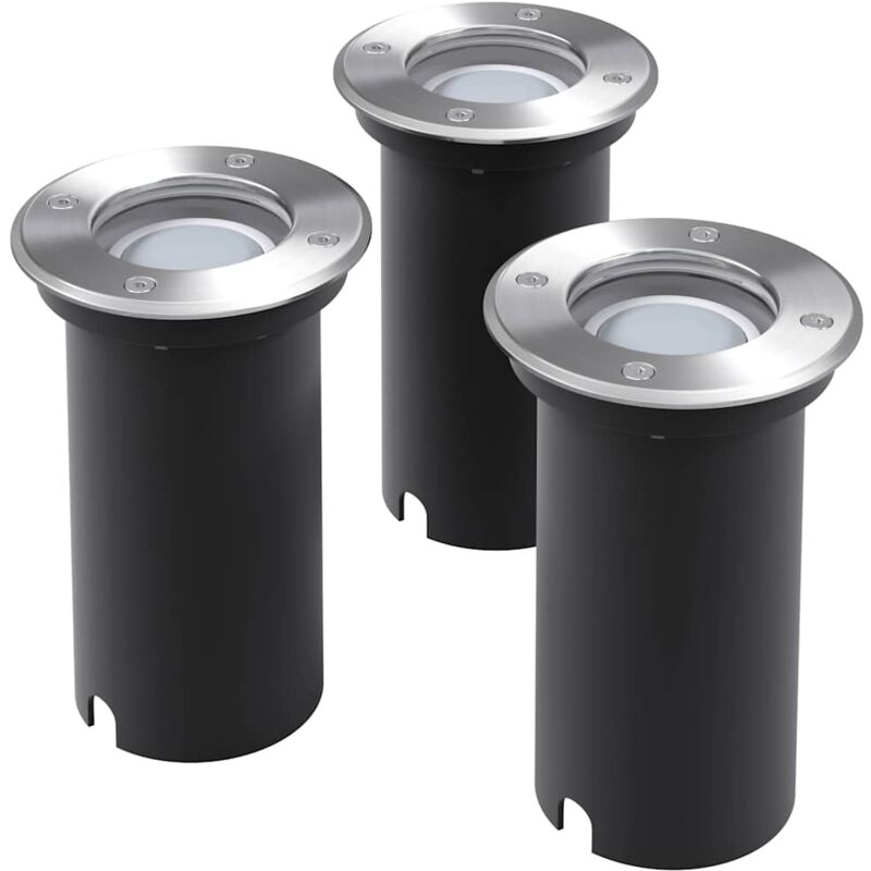 Lampes LED Encastrables au Sol d'Extérieur 3 pcs Rond
