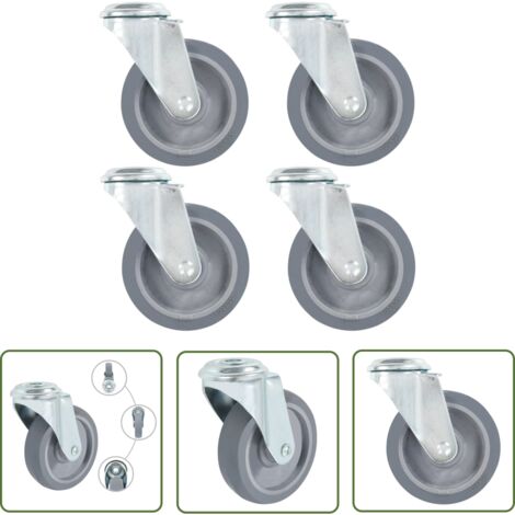 vidaXL 4 pcs Roulettes pivotantes à trou de boulon 100 mm