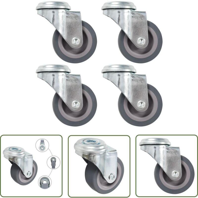 vidaXL 4 pcs Roulettes pivotantes à trou de boulon 50 mm