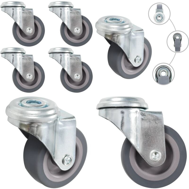 Vidaxl - 4 pcs Roulettes pivotantes à trou de boulon 50 mm