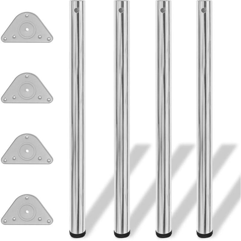 Vidaxl - 4 pieds de table réglables en hauteur 870 mm Chromé