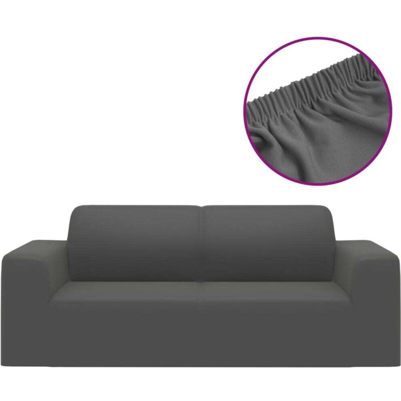 2-seater Stretch Couch Slipcover Anthracite Polyester Jersey Vidaxl