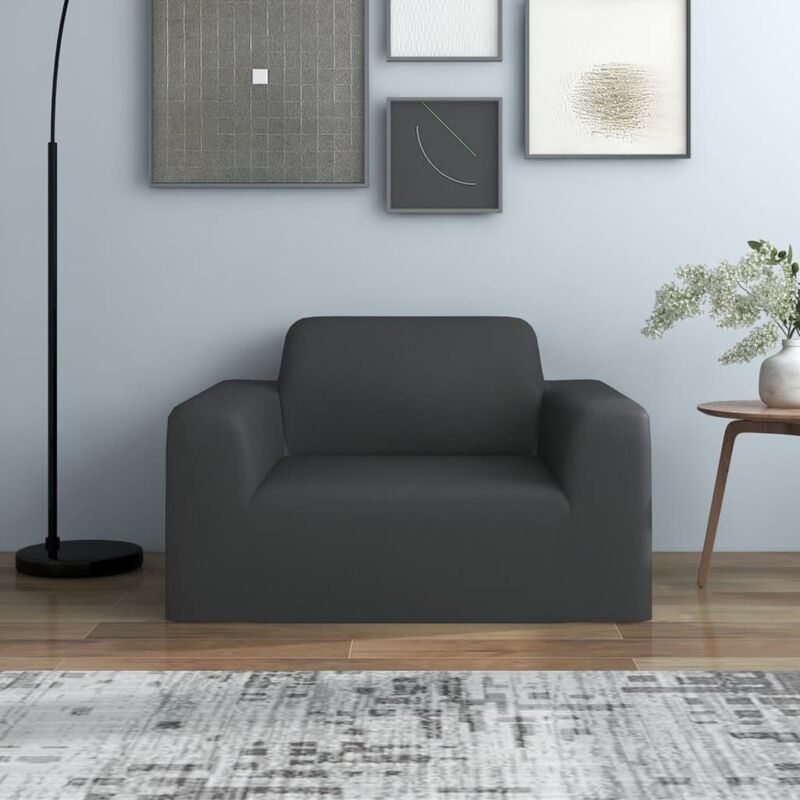 Stretch Couch Slipcover Anthracite Polyester Jersey Vidaxl