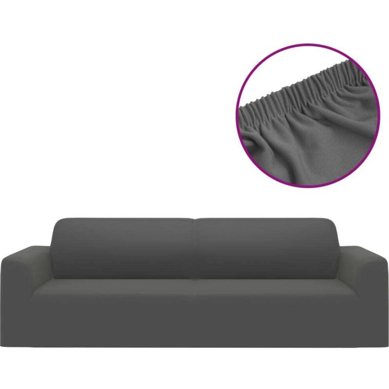3-seater Stretch Couch Slipcover Anthracite Polyester Jersey Vidaxl